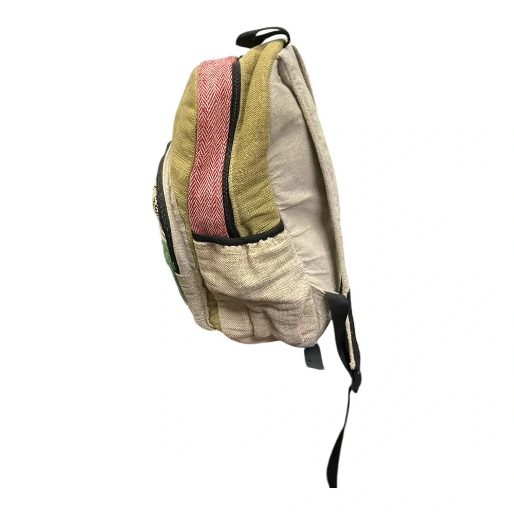 🔥 Hemp Festival Backpack 🌿 Boho Patchwork Bag Travel Rasta‎ Style